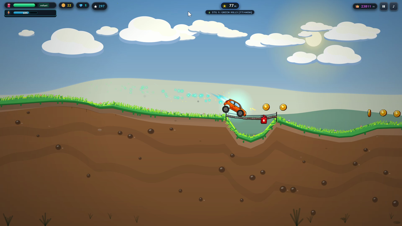 Turbo Hills gameplay preview showing hill climb driving